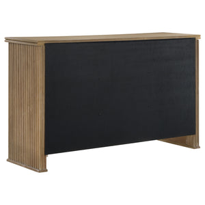 English Elm Dreydon Oak Veneer Sideboard with Reeded Panels Felt Drawers and Adjustable Shelves B062P440063