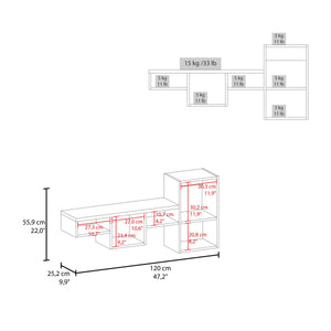English Elm White Wall-Mounted Shelf Unit 5-Shelf Floating Organizer for Small Spaces, Modern White Finish, Easy Install B062P252161