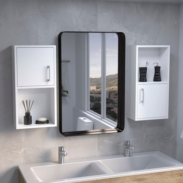 English Elm Wall Mounted Bathroom Medicine Cabinet Eak 24" H White - Space-Saving Engineered Wood, 2 Doors, 4 Shelves Organized Storage B097P199744