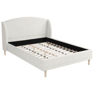 English Elm Queen Boucle Upholstered Wingback Platform Bed Rounded Frame for Modern Bedroom N757Q246186W-2