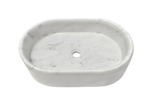 English Elm White Natural Marble Vessel Sink - Semi-Polished Elegance, Durable Design For Luxurious Bathrooms W1696P333273-GIGA