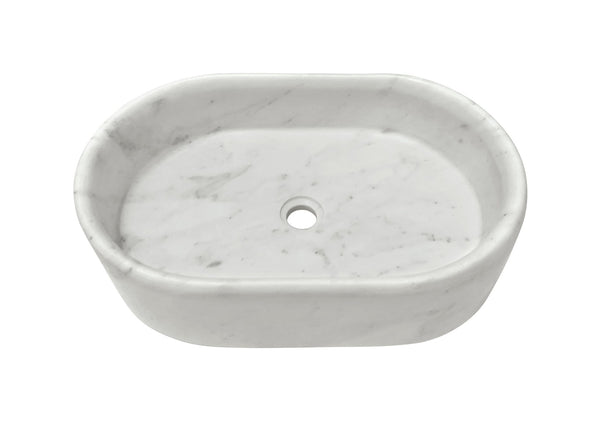 English Elm White Natural Marble Vessel Sink - Semi-Polished Elegance, Durable Design For Luxurious Bathrooms W1696P333273-GIGA