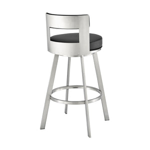 English Elm Flynn Swivel Barstool Faux Leather Cushion Matte Black Frame for Kitchen Island B2736P464830
