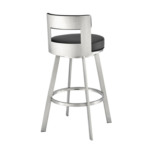 English Elm Flynn Swivel Barstool Faux Leather Cushion Matte Black Frame for Kitchen Island B2736P464830