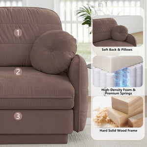 English Elm Chenille Cloud Modular Loveseat with Deep Foam Cushions Quilted Back and Ottoman Rose Dust W714S01775