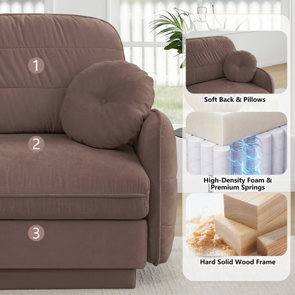English Elm Chenille Cloud Modular Loveseat with Deep Foam Cushions Quilted Back and Ottoman Rose Dust W714S01775