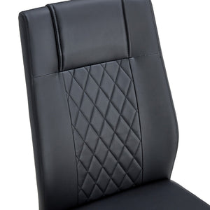 English Elm Table Set - Modern 7-Piece Dining Set With Transparent Tempered Glass Top & 6 Black Pu Chairs, Gold Legs W1151S02589-GIGA