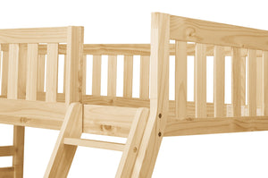 English Elm Bunk Bed Twin Over Full Solid Pine Frame with Guard Rails for Youth Bedroom B011S02436