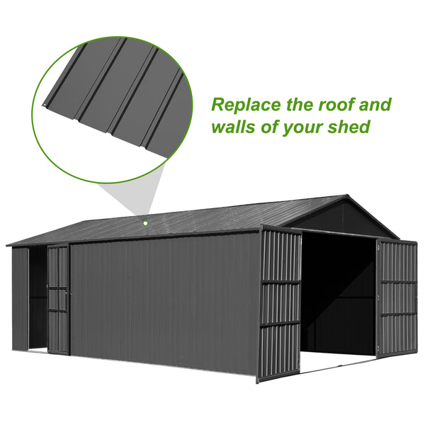 English Elm 20 Corrugated Metal Roofing Panels 3.54ft x1.64ft Galvanized DIY-Friendly Durable Weatherproof Panels Gray W1859P385452