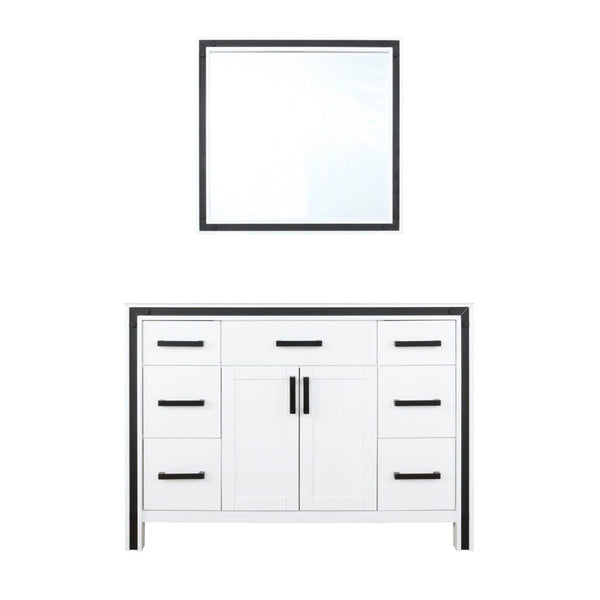 English Elm White Bath Vanity 48" With Classic Mirror, Ample Storage, Durable Wood, Quick Installation For Any Style B2731S00539-GIGA