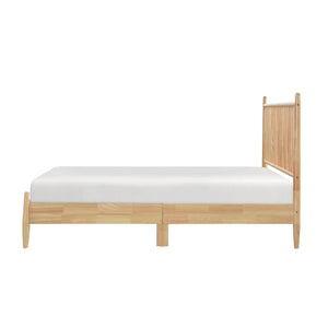 English Elm Mid-Century Queen Platform Bed with Vertical Slat Headboard, Low-Profile Wooden Frame, No Box Spring Needed Natural 60.25 L x 25 W x 6 H B011P211340