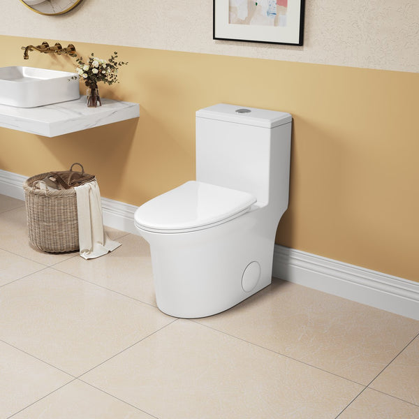 English Elm 1.1/1.6 Gpf Ceramic One Piece Toilet Skirted Comfort Height Dual Flush Soft Close B2724P246931