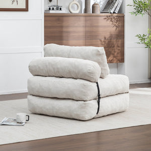 English Elm Folding Floor Sofa Bed Convertible Lounge Chair with Shredded Foam Fill for Bedroom Beige W2200P442793