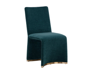 Sunpan Iluka Dining Chair Set of 2 - Elegant Curved Design with Chic Gold Stainless Steel Accents Danny Teal