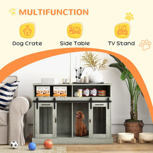 English Elm Pawhut Stylish Dog Crate Furniture & Storage Console For Large Dogs Or Two Small Pets, Gray Finish W2225P217163-GIGA