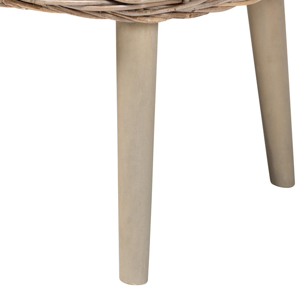 English Elm Modern Bohemian Woven Rattan Seat Mahogany Frame Entryway Bedroom Accent Bench B2750P467719