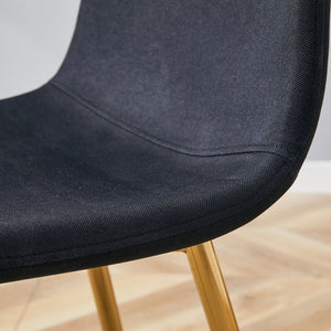 English Elm 4-Piece Modern Luxe Dining Set: 36.6'' Round Glass Table & Black-Gold Chairs For Stylish Spaces W1151S03682