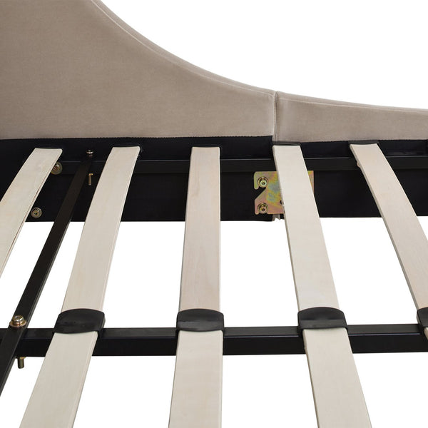 English Elm Jennifer Taylor Home - Aspen King Platform Bed Set With Vertical Tufted Headboard In Mink Beige Velvet - Durable & Stylish B2719P238520