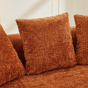 English Elm Curved Chenille Loveseat with Memory Foam Seating and Three Pillows for Compact Spaces Orange W2915P324470