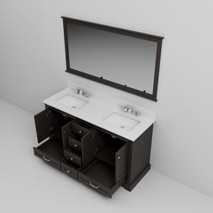 English Elm Espresso 60" Double Bath Vanity with Cultured Marble Top, Scratch-Resist Surface, Faucet & Mirror B2731S01012