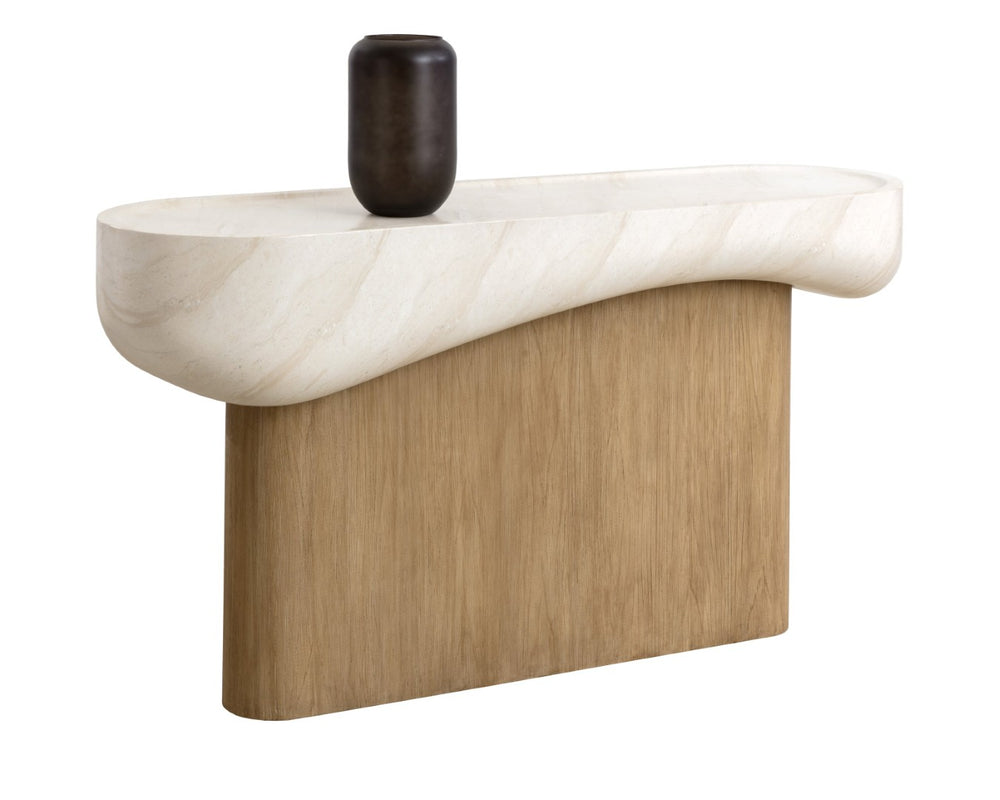 Sunpan ORESTE Console Table - Sculptural Design with Concrete Finish, Versatile for Indoor & Outdoor Spaces 112215