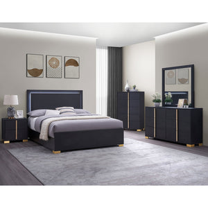 English Elm James White Glam Dresser with Mirror Gold Hardware Six Drawers Bedroom Vanity Set B062S01756