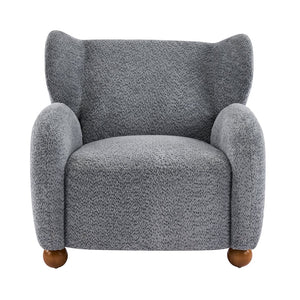 English Elm Wingback Boucle Accent Chair with Rounded Legs for Living Room or Reading Nook N776P376365B