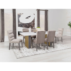 English Elm Highmore Stone Velvet Upholstered Dining Side Chair with Tufted Foam Back and Cool Gray Legs - Set of 2 Beige B062P299895