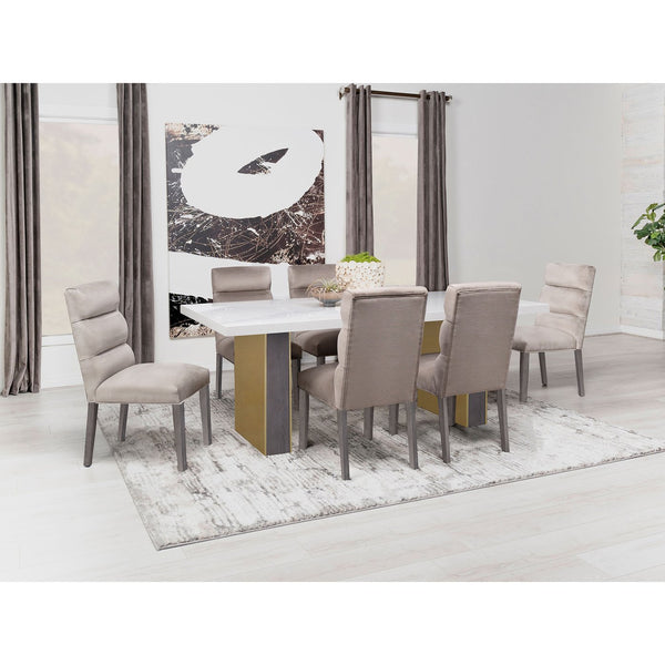 English Elm Highmore Stone Velvet Upholstered Dining Side Chair with Tufted Foam Back and Cool Gray Legs - Set of 2 Beige B062P299895