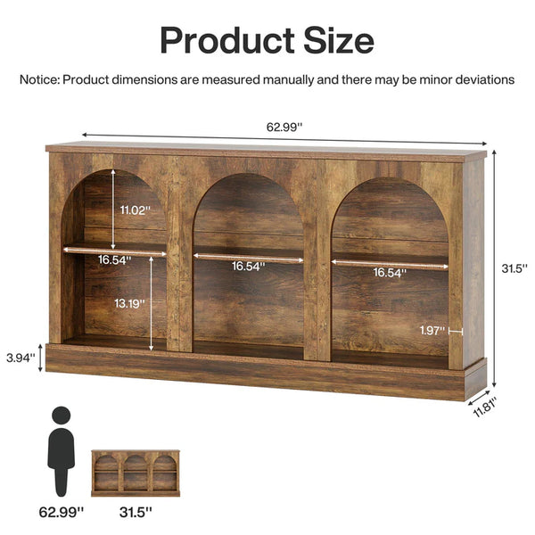 English Elm Practical Geometric Console Table with Matte Black Wood Grain Finish for Entryway or Sofa T3971P451570