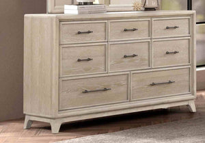 English Elm 1pc Eight Drawer Oak Veneer Dresser Rubberwood Frame Matte Hardware Bedroom Storage B2741P460888
