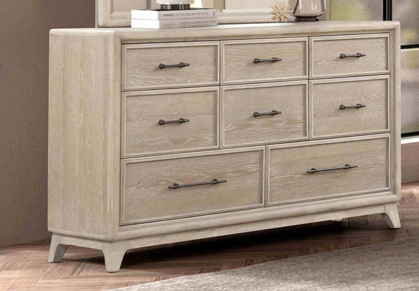 English Elm 1pc Eight Drawer Oak Veneer Dresser Rubberwood Frame Matte Hardware Bedroom Storage B2741P460888