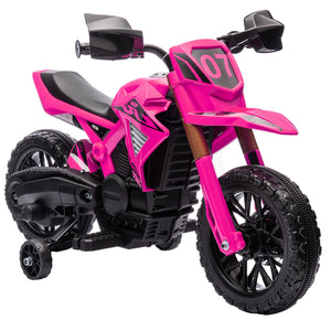 English Elm Qaba Kids Electric Dirt Bike 6v Battery Powered Ride on with Training Wheels Ages 3 to 8 Pink W2225P249809