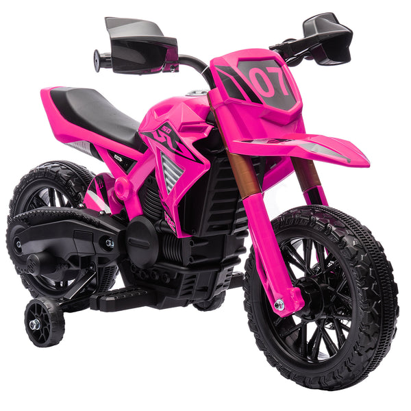 English Elm Qaba Kids Electric Dirt Bike 6v Battery Powered Ride on with Training Wheels Ages 3 to 8 Pink W2225P249809
