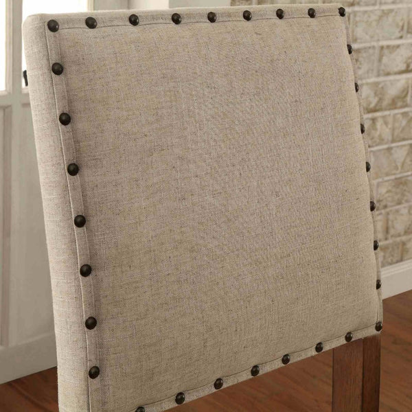 English Elm Rustic 2Pc Bar Chair Set With Padded Seats, Nailhead Trim & Oak Finish For Cozy Dining Spaces B2741P408892-GIGA