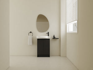 English Elm 23" Freestanding Bathroom Vanity with Ceramic Vessel Sink, Soft-Close Doors, Adjustable Shelf Storage Black Chestnut W999P206107