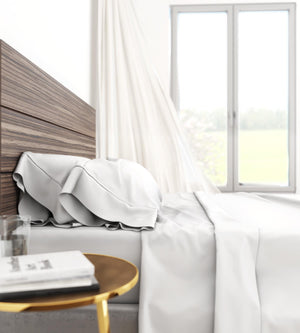 English Elm Bamboo Cotton Blend Sheet Set Breathable Soft Adjustable Split Base California King White B180P172135