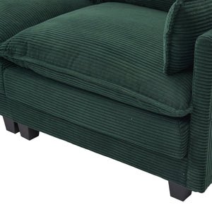 English Elm United We Win Modular Corduroy Sectional with Ottoman Low Profile Living Room Couch Emerald W1568S00257