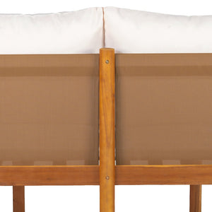 English Elm Patio Loveseat and Coffee Table Set Acacia Wood Textilene Mesh Outdoor Bistro N776P369381W