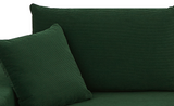 L-Shaped Corduroy Sectional Sofa Set Cover, Dark Green, 1 Chaise + 2 Sofa Seater