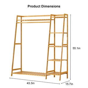 English Elm Bamboo Garment Rack Freestanding Closet Organizer with Shoe Shelf for Entryway W3101P417700