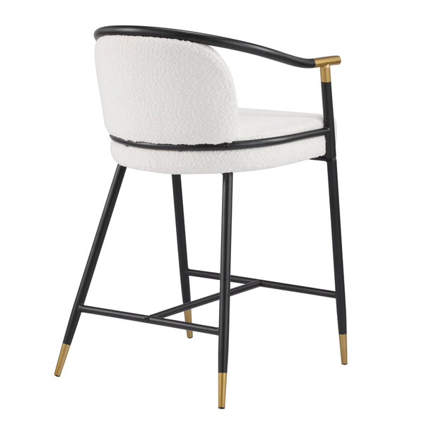 English Elm Christopher Knight Home® - 26" Upholstered Counter Stool Set of 2 with Bouclé Fabric and Iron Frame, Contemporary Comfort and Style Beige,Black,Gold N771P288863B