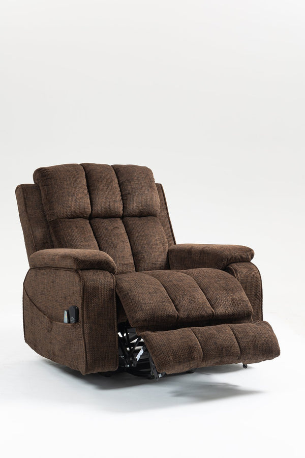 English Elm Oversized Power Lift Recliner with Heat Massage Lay Flat Design and Usb Charging Port Chocolate W547S00081