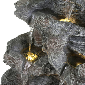 English Elm Christopher Knight Home® - 5-Tiered Concrete Fountain Slim Column with LED Lighting, Weather-Resistant Modern Garden Accent, Space-Saving 디자인 N765P324556G