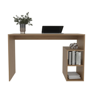 English Elm Solid 47.2" Wide Four-Shelf Writing Desk with Two Spacious Shelves, Compact Oak Finish for Home Office Productivity B070P254784