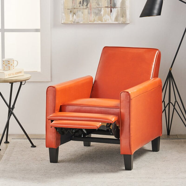 English Elm Recliner Pushback Accent Chair Floral Fabric Upholstered for Living Room Comfort 52422.00PUORG
