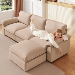 English Elm Cloud Sectional Sofa with Movable Chaise Soft Chenille Upholstery for Modern Living Rooms Coffee W1359S00064
