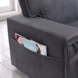 English Elm U_STYLE Chenille Upholstery Sleeper Sectional Sofa with Pull-Out Bed, Chaise Storage & Comfort Gray W1099S00168