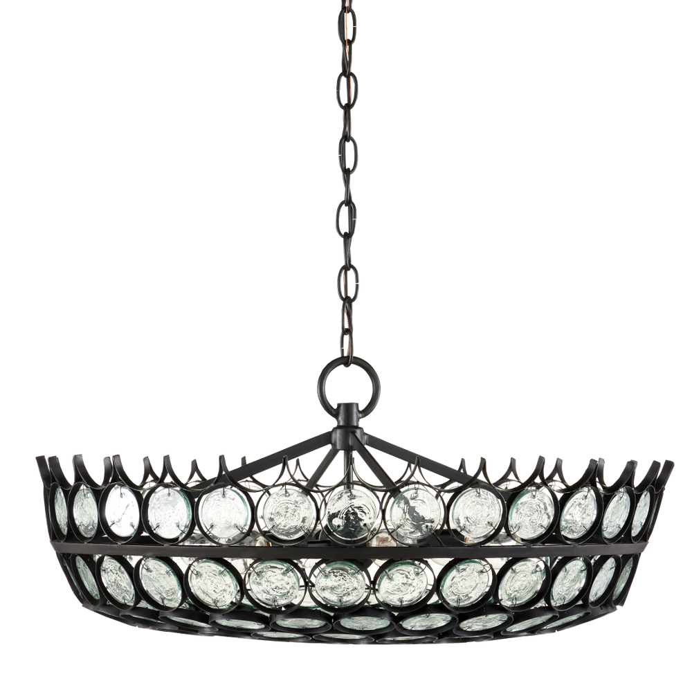 Augustus Chandelier - Stunning Recycled Glass & Wrought Iron Design, Contemporary Lighting Fixture