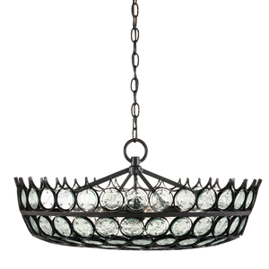 Augustus Chandelier - Stunning Recycled Glass & Wrought Iron Design, Contemporary Lighting Fixture